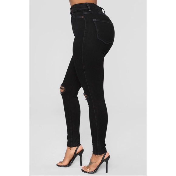 Fashion Nova Black Ripped Jeans - Picture 2 of 2